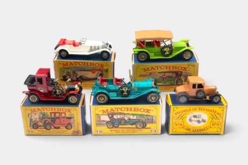 MATCHBOX: Five Matchbox 'Models of Yesteryear' models in original boxes, including Y8, Y9, Y10, Y11, and Y12