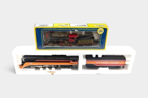MODEL TRAINS: Two HO scale model trains, including a Lionel 4-8-4 Southern Pacific steam locomotive #4454, and an A.H.M 2-4-0 Bowker #5072-C