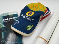 MARK WEBBER: A hardcover book, together with a group of original photographs (some signed by Mark Webber) and Team Cap [Location: Sydney] - 3
