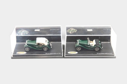 MG TC: Two 1:43 scale Vitesse model MG TC Roadsters