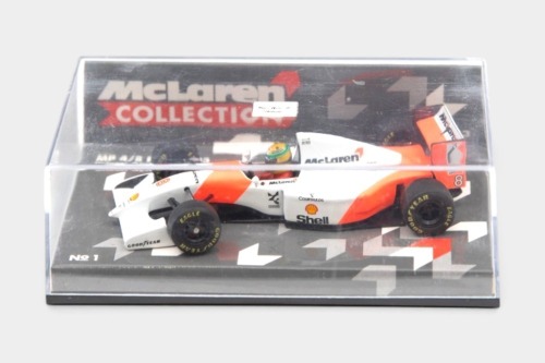 SENNA: A 1:43 scale Minichamps model of the 1993 McLaren MP 4/8 Ford F1 as driven by Ayrton Senna, #8, boxed.