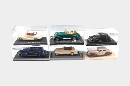 MODELS: Six 1:43 scale models of various saloon-style vehicles