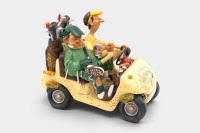 G.FORCHINO: A limited edition (No.10896) sculpture of a Golf Buggy by Guillermo Forchino featuring two men enjoying a beer!