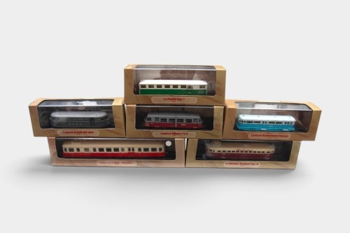 RAILCARS: Six 1:87 (HO) scale model railcars by Atlas Editions models