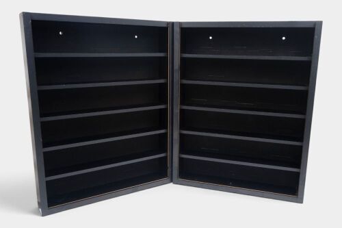 CABINETS: Two timber and perspex wall-mountable display cabinets to suit 1:43 scale and smaller diecast models. Each measure 51.5cm high, 40.5cm wide, 7.5cm deep