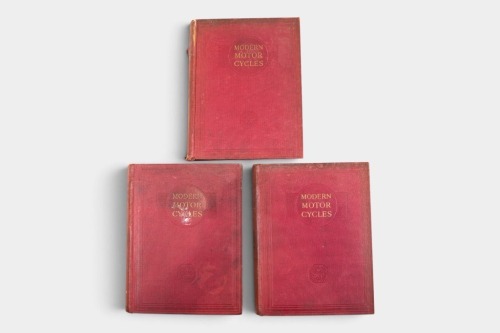 MODERN MOTOR CYCLES: A c1930s three red cloth hardcover volume set 'Modern Motor Cycles' by Arthur W. Judge [Location: Melbourne]