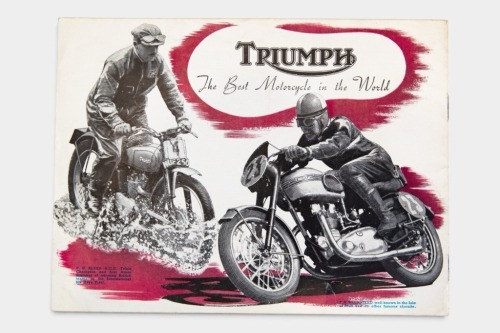 TRIUMPH: A 1951 Triumph model range brochure, covering models Speed Twin, Tiger 100, Thunderbird & Trophy [Location: Melbourne]