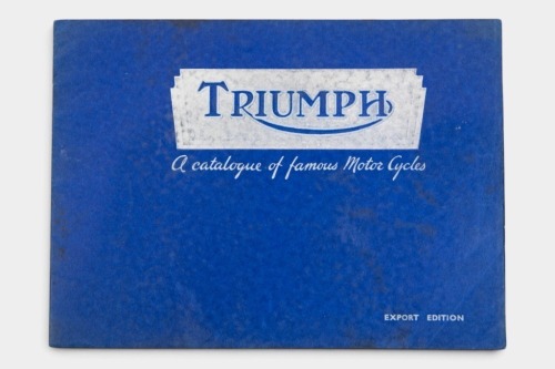 TRIUMPH: A 1937 Triumph (export edition) model range brochure covering models Tiger 90/80/70, De Luxe 6S/5H/3H/3S/2H & sidecar options, 20 pages [Location: Melbourne]
