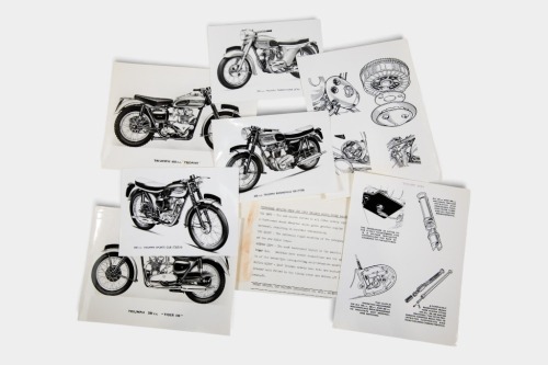 209 · TRIUMPH: A group of assorted black & white photos relating to Triumph, includes some press photos with information to reverse [Location: Melbourne]