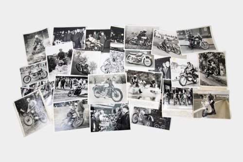 PRESS PHOTOS: A compilation of c1950s mostly BSA photographs of both civilian & racing bikes [Location: Melbourne]