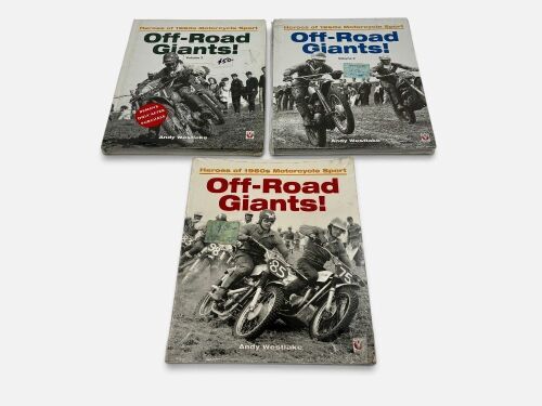 OFF ROAD GIANTS: Three books subtitled 'Heroes of 1960s Motorcycle Sport' Volumes 1 (softcover), 2 and 3 (both hardcover) by Andy Westlake [Location: Sydney]