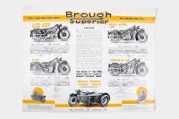 BROUGH SUPERIOR: A c1932 Brough Superior model range brochure, covers SS100, SS80, Black Alpine 680, Overhead 680 & 'Cruiser' Sidecar, in fold-out poster form [Location: Melbourne] - 2