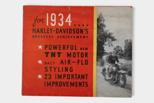 HARLEY-DAVIDSON: A c1934 Harley-Davidson 74ci 'Big Twin' four page fold-out brochure [Location: Melbourne]