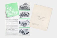 HARLEY-DAVIDSON: A 1938 Harley-Davidson model range two page brochure, features 61 Twin, 45 Twin, 74 Twin, 80 Twin & Side Car Servi-Car options [Location: Melbourne] - 2