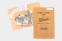 VELOCETTE: Two c1948 Velocette items, includes a fold-out model range brochure covering MSS 500, MOV, MAC & KSS and a MSS 500 Spare Parts List booklet [Location: Melbourne]
