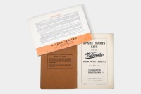 VELOCETTE: Two c1948 Velocette items, includes a fold-out model range brochure covering MSS 500, MOV, MAC & KSS and a MSS 500 Spare Parts List booklet [Location: Melbourne] - 2