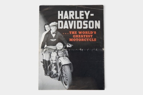HARLEY-DAVIDSON: A c1930s Harley-Davidson fold-out poster style model range brochure, covering 750cc, 1200cc, 1000cc OHV, 1300cc & sidecar & servi-car options [Location: Melbourne]