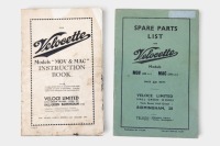 VELOCETTE: Two c1940 Velocette items, includes a 1947 MOV 250cc & MAC 350cc Spare Parts List booklet & a 1948 MOV & MAC Instruction Book [Location: Melbourne]