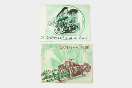 179 · VELOCETTE: Two c1930s Velocette four page fold-out poster style model range brochures [Location: Melbourne]