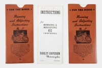 HARLEY-DAVIDSON: Three Harley-Davidson 'Instructions for Running & Adjusting' fold out manuals [Location: Melbourne]