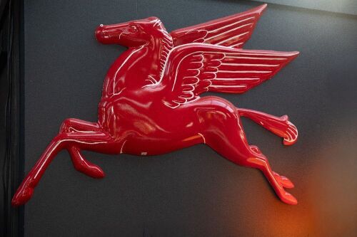 MOBIL: A modern Mobil 'Pegasus' wall sign, 70cm high, 115cm wide