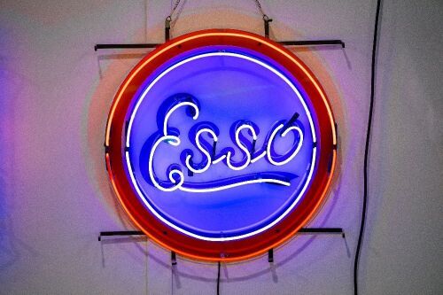 ESSO: A modern Esso neon light sign, approx. 60cm high, 60cm wide