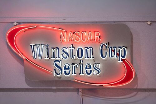 NASCAR: A large modern 'Nascar - Winston Cup Series' illuminated sign, 100cm high, 195cm wide