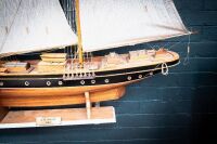 SCHOONER ATLANTIC: A large, highly detailed timber 1905 Schooner Atlantic model on base with nameplate, 145cm high to base, 180cm wide - 2