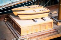 SCHOONER ATLANTIC: A large, highly detailed timber 1905 Schooner Atlantic model on base with nameplate, 145cm high to base, 180cm wide - 5