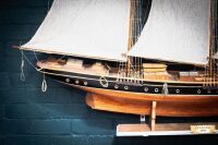 SCHOONER ATLANTIC: A large, highly detailed timber 1905 Schooner Atlantic model on base with nameplate, 145cm high to base, 180cm wide - 8
