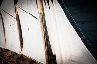 SCHOONER ATLANTIC: A large, highly detailed timber 1905 Schooner Atlantic model on base with nameplate, 145cm high to base, 180cm wide - 10
