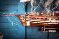 GOTEBORG: A timber 'Goteborg' three mast sailing ship model on base, 69cm high from base, 92cm wide - 3