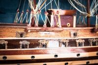 GOTEBORG: A timber 'Goteborg' three mast sailing ship model on base, 69cm high from base, 92cm wide - 8