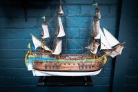 GOTHEBORG: A timber Gotheborg of Sweden model ship on base, 61cm high from base, 69cm wide - 2