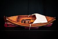 TUCKERBOOT: A timber 'tuckerboot' style model boat, 13cm high, 70cm wide - 3