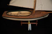 MODEL BOAT: A timber sail boat model on base, 84cm high from base, 73cm wide - 3