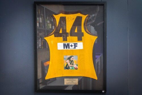 HAWTHORN FC: A signed c1991 Hawthorn Football Club jumper, worn by John Platten (No.44) and signed by Platten