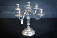 CANDELABRA:A Marinoni (Italy) four branch pewter candelabra, 30cm high - 2