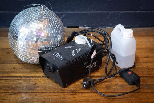 DISCO BALL / SMOKE MACHINE: A 600 watt smoke / fogger machine and small disco ball