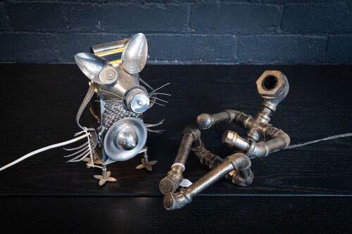 LIGHT FIXTURES: Two scratch built lamps