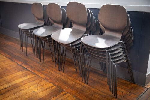 CHAIRS: Twenty-one dark brown wood veneer chairs, made by Ikea (Sigtrygg - P/N 905.127.08)