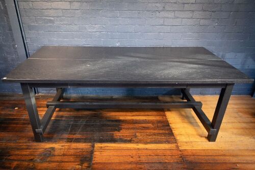 TABLE: A large Ikea Nordviken (P/N 503.696.08) expandable dining table, built with particleboard & dark ash wood veneer, 210cm long (289cm fully extended), 105cm width & 75cm high