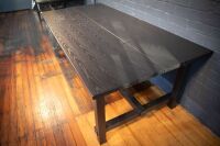 TABLE: A large Ikea Nordviken (P/N 503.696.08) expandable dining table, built with particle board & dark ash wood veneer, 210cm long (289cm fully extended), 105cm width & 75cm high - 2