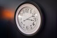 CLOCK: A large timber wall clock, 77cm wide - 2