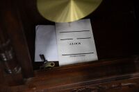 CLOCK: A modern veneer 31-day long case clock with hanging pendulum & weights, mechanism branded Tempus Fugit, chiming mechanism, 205cm high - 4
