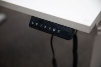 DESK: A small height adjustable work desk, made by Desky, in white, 80cm high (starting height), 120cm wide, 75cm deep - 2