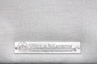 ARMCHAIRS: Two large linen covered Hamptons style armchairs, made by Villa Maison (China), 108cm high, 113cm wide, 75cm deep, both have minor staining - 5