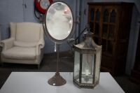 LAMP: A Chinoiserie style hanging lamp, 60cm high together with a modern large dresser mirror, 85cm high