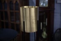PLANTERS: Two gold toned planters and one side table, tallest planter 75cm high, table 47cm high - 3