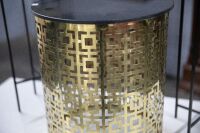 PLANTERS: Two gold toned planters and one side table, tallest planter 75cm high, table 47cm high - 4